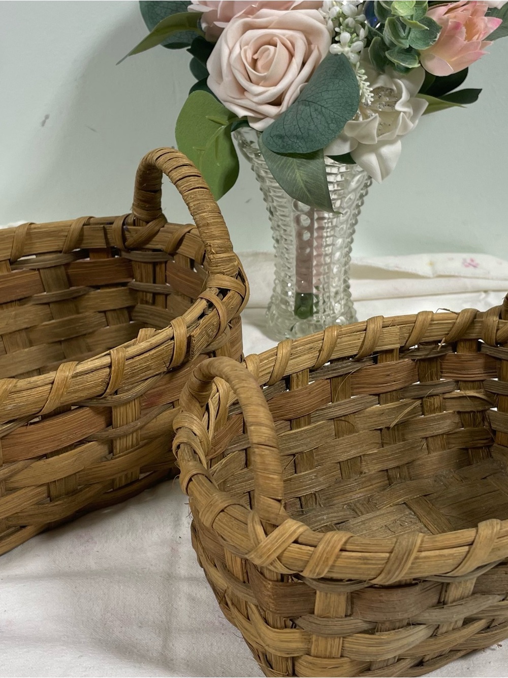 Woven Natural Brown Decorative Storage Baskets - Set of 2